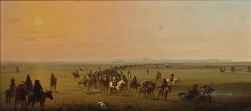アメリカインディアン Painting - アメリカ西部に向かうミラーキャラバン
